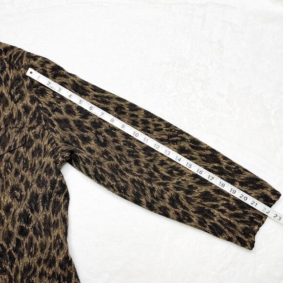 LAURA ASHLEY Tan Brown Cheetah Animal Print Button Down Blazer Jacket Large - Picture 6 of 8